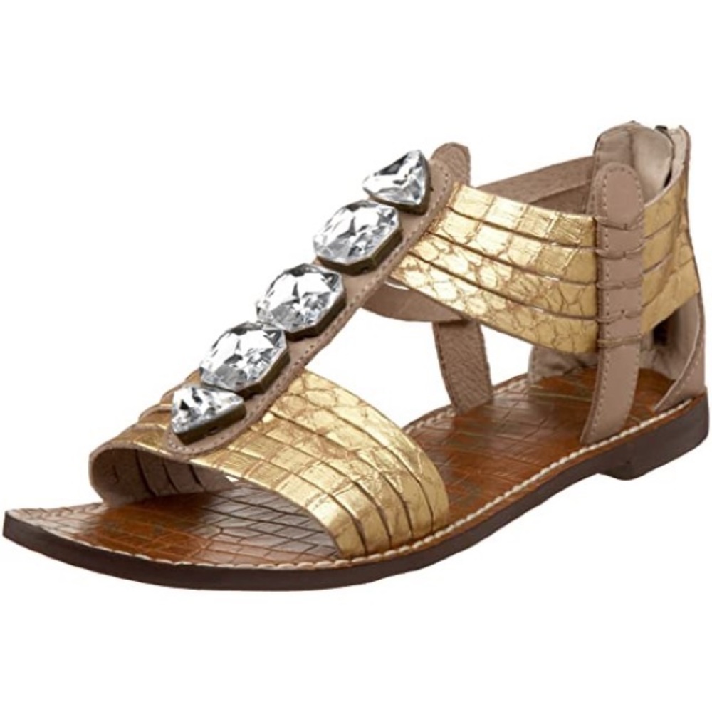 SAM EDELMAN gold gladiator sandals rhinestone 8.5